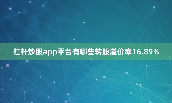 杠杆炒股app平台有哪些转股溢价率16.89%